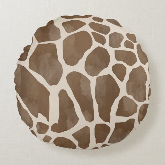 Aquarellfarben Giraffe Tierisches Muster Rundes Kissen (Vorderseite)