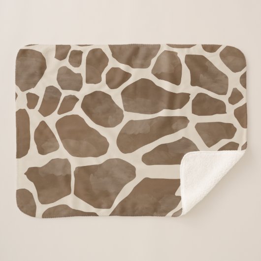 Aquarellfarben Giraffe Tierisches Muster Sherpadecke (Vorderseite (Horizontal))