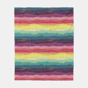Aquarellfarben Glitzer Regenbogenstreifen Fleecedecke