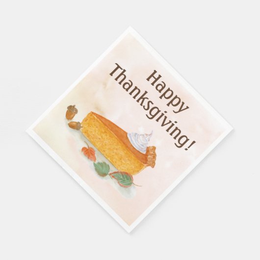 Aquarellfarben glücklich Tanksgiving Pumpkin Pie P Serviette (Ecke)