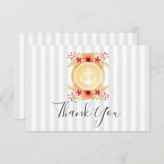 Aquarellfarben Gold Anker Danke Karte (Vorne/Hinten)