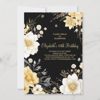 Aquarellfarben Gold Elegant 40. Geburtstag Einladung