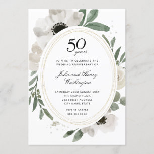 Aquarellfarben Gold Rahmen 50 Jahre alt Einladung