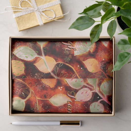 Aquarellfarben Goldene Blätter Dankopapier Seidenpapier (Geschenk)