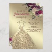 Aquarellfarben Goldsequenzen aus Florn kleiden Qui Einladung (Vorne/Hinten)