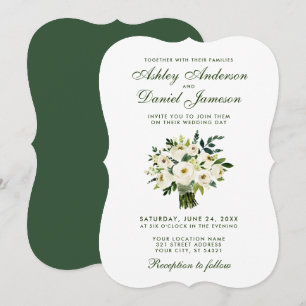 Aquarellfarben Grün weiße Hochzeit Bouquet B Einladung