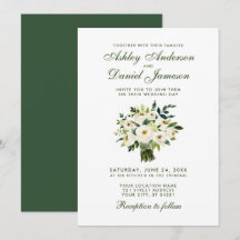 Aquarellfarben Grün weiße Hochzeit Bouquet GB