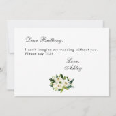 Aquarellfarben Grün weiße Hochzeit Bridesmaid Einladung (Rückseite)