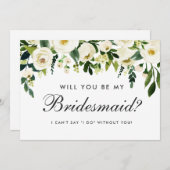 Aquarellfarben Grün weiße Hochzeit Bridesmaid Einladung (Vorne/Hinten)