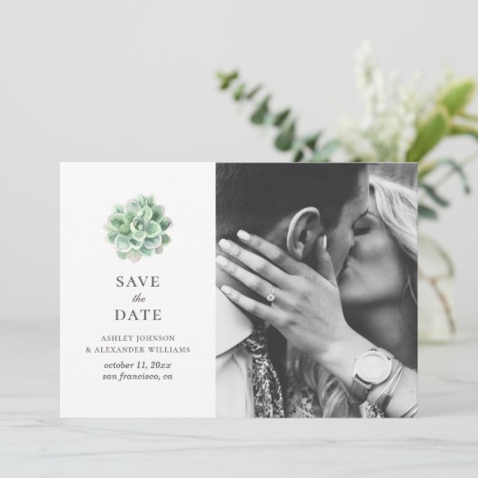 Aquarellfarben. Grüne Kakteen. botanisch Save The Date (Stehend Vorderseite)