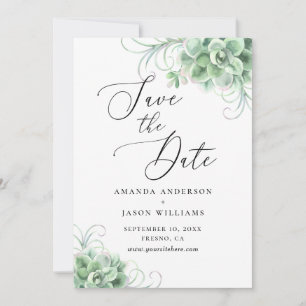 Aquarellfarben. Grüner Kakteen botanisch Save The Date