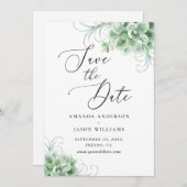 Aquarellfarben. Grüner Kakteen botanisch Save The Date (Vorne/Hinten)