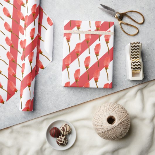 Aquarellfarben Hand Anstrichene rote Mohnblüte Geschenkpapier (Kunsthandwerk)