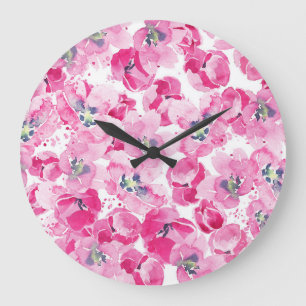 Aquarellfarben: handgezeichnet Kartendesign Große Wanduhr