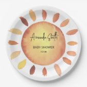 Aquarellfarben Happy Yellow Sun Baby Dusche Pappteller (Vorderseite)
