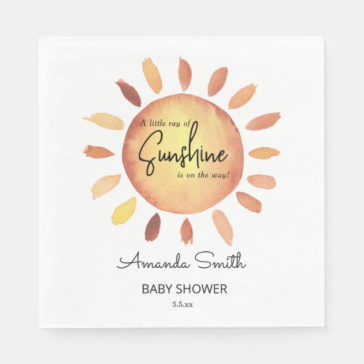 Aquarellfarben Happy Yellow Sun Baby Dusche Serviette (Vorderseite)