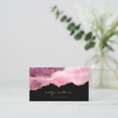 Aquarellfarben-heißrosa-Age auf schwarz Visitenkarte (Stehend Vorderseite)