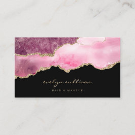 Aquarellfarben-heißrosa-Age auf schwarz Visitenkarte
