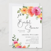 Aquarellfarben Hellrosa Blume Brautparty Foto Einladung (Vorderseite)