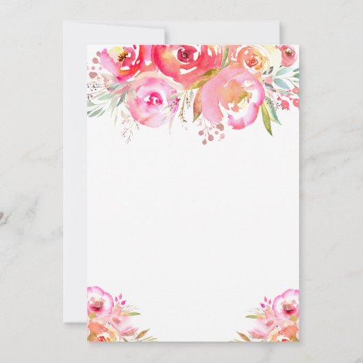 Aquarellfarben, hellrosa Blütenbaby Girl Dusche Einladung (Rückseite)