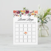 Aquarellfarben Herbst Blooms Bridal Bingo Duschspi Begleitkarte (Stehend Vorderseite)