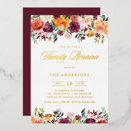 Aquarellfarben Herbst Blooms Garland Family Wieder Folieneinladung