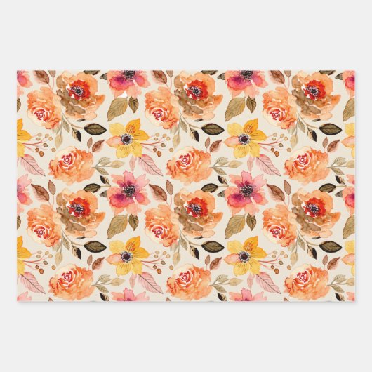 Aquarellfarben Herbst-Blume Geschenkpapier Set (Vorderseite 3)