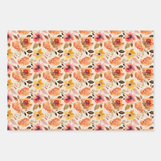 Aquarellfarben Herbst-Blume Geschenkpapier Set (Vorderseite 2)