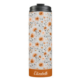 Aquarellfarben Herbst Blume Individuelle Name Thermosbecher