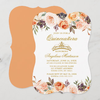 Aquarellfarben Herbst Blumenpfirsich Gold Quincean Einladung
