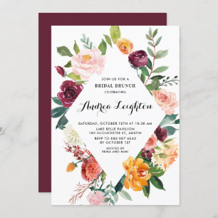 Aquarellfarben Herbst Blüten Blumenbridal Brunch Einladung