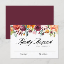 Aquarellfarben Herbst Blüten Garland Hochzeit im H RSVP Karte