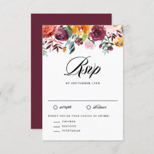 Aquarellfarben Herbst Blüten Garland Hochzeit im H RSVP Karte
