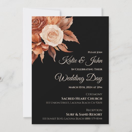 Aquarellfarben Herbst Elegance-Wedding- Einladung (Vorderseite)