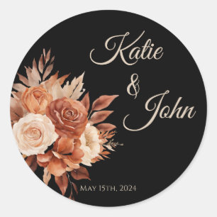 Aquarellfarben Herbst Elegance-Wedding- Runder Aufkleber