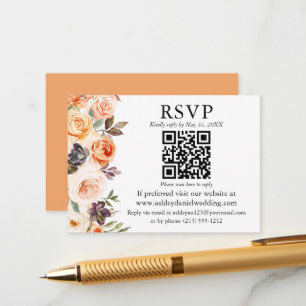 Aquarellfarben Herbst Floral QR UAWG Wedelpfirsich Begleitkarte