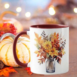 Aquarellfarben Herbst Florals Tasse