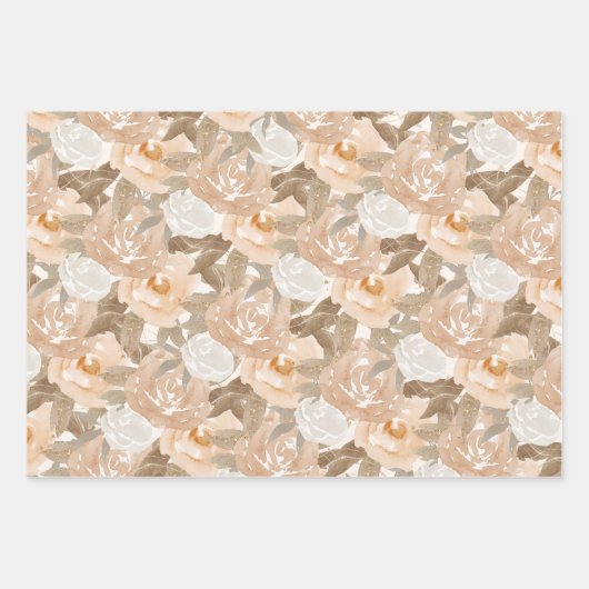 Aquarellfarben Herbst FlorCollage Geschenkpapier Set (Vorderseite)