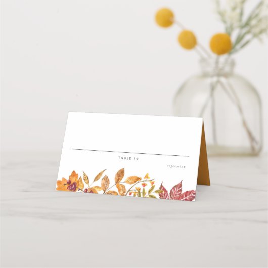 Aquarellfarben Herbst Hochzeit im Herbst Auswahl Platzkarte (Vorderseite)