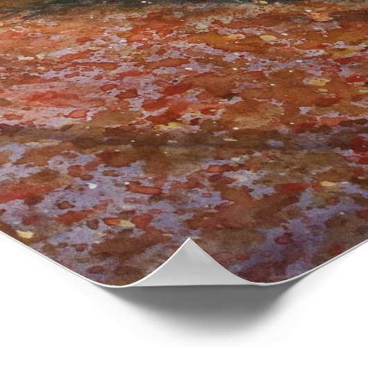 Aquarellfarben Herbst Landschaft Poster (Ecke)