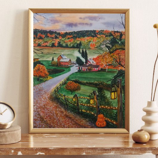 Aquarellfarben Herbst Landschaft Poster