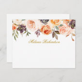 Aquarellfarben Herbst Personalisiertes Gold Mitteilungskarte (Vorne/Hinten)