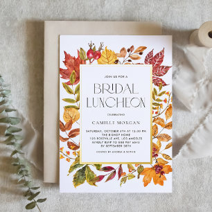 Aquarellfarben Herbst Rahmen Bridal Mittagessen Folieneinladung