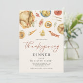 Aquarellfarben Herbst Türkei Erntedank Abendessen Einladung (Stehend Vorderseite)