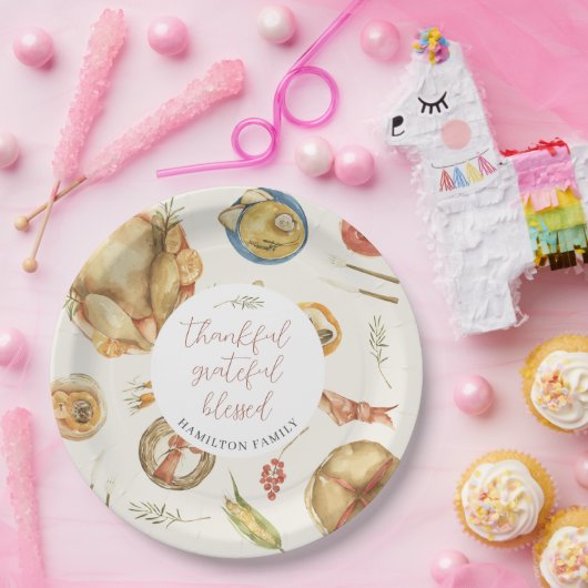 Aquarellfarben Herbst Türkei Erntedank Abendessen Pappteller (Party)