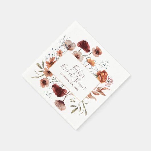 Aquarellfarben Herbst Wildblumen Brautparty Napkin Serviette (Ecke)