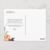 Aquarellfarben Herbstblüten fallen Abschluss Danke Postkarte (Rückseite)