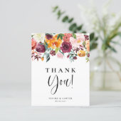 Aquarellfarben Herbstblüten floral Danke Karte (Stehend Vorderseite)
