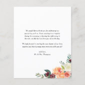 Aquarellfarben Herbstblüten floral Danke Karte (Rückseite)