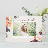 Aquarellfarben Herbstblüten Foto Abschluss Ankündigung (Stehend Vorderseite)